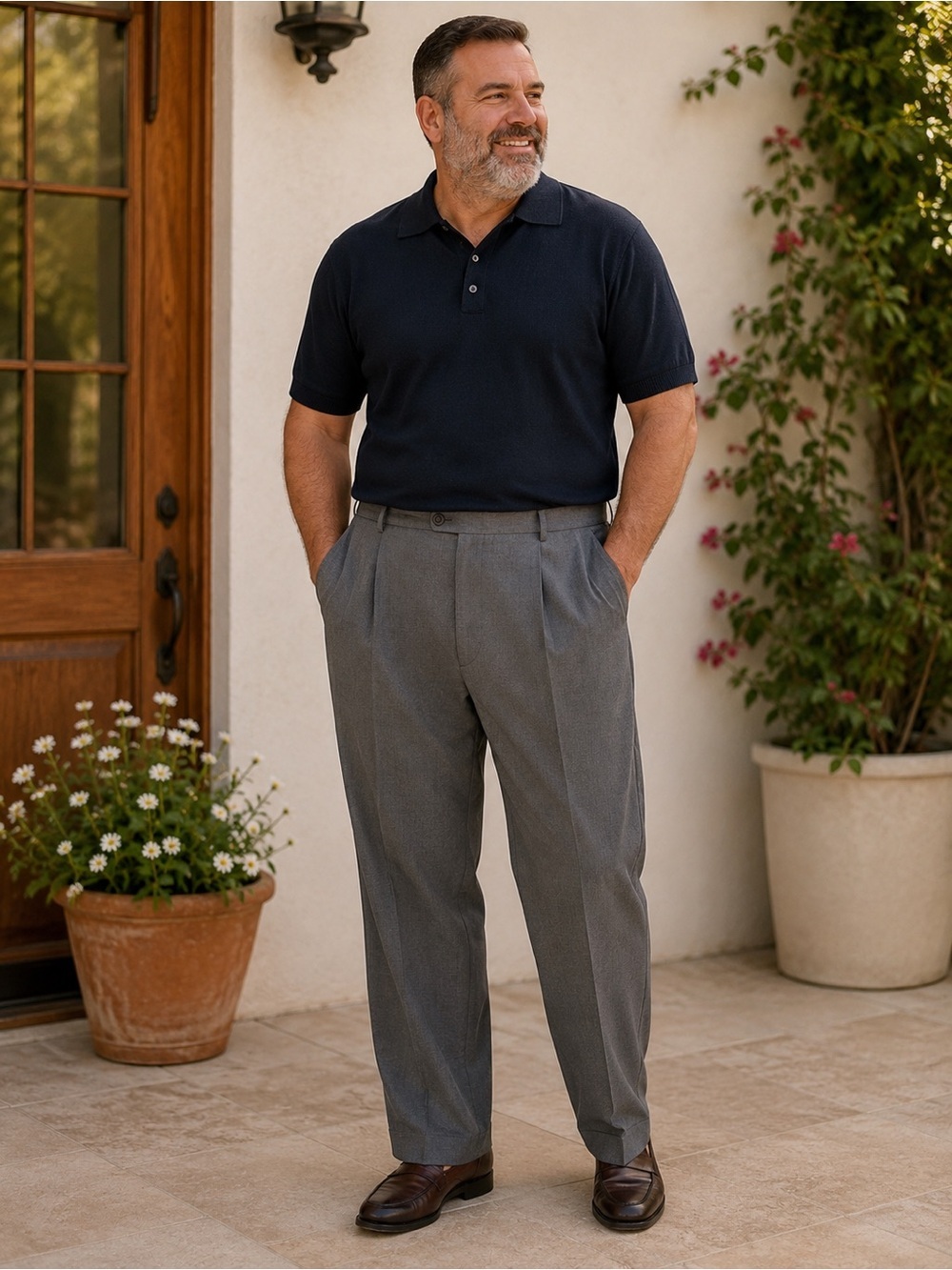 Bill Blass Mens Dress Pants 44x32 Gray Pleated Classic Fit Career Office